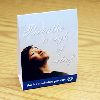 Smoke Free Tent Card - Woman Breathing